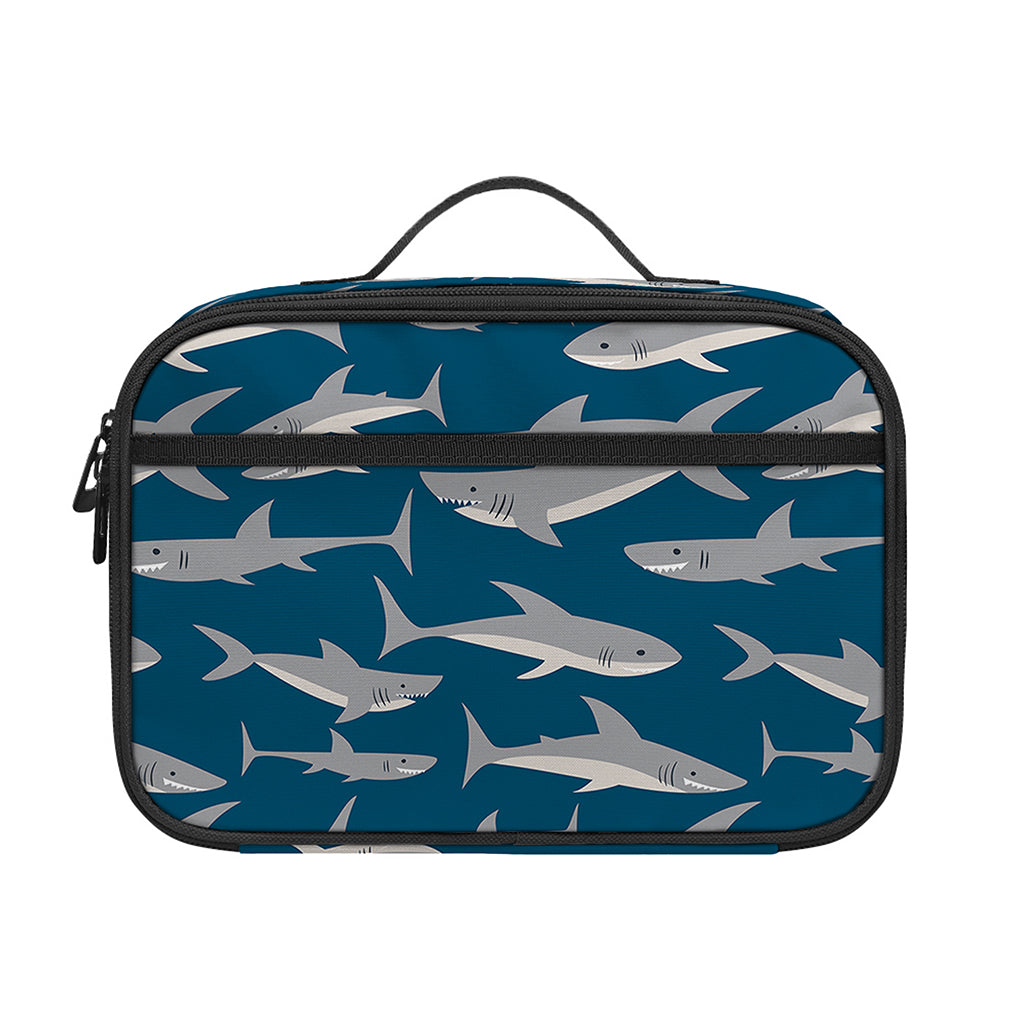 White Shark Pattern Print Portable Lunch Bag