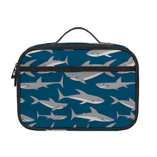 White Shark Pattern Print Portable Lunch Bag