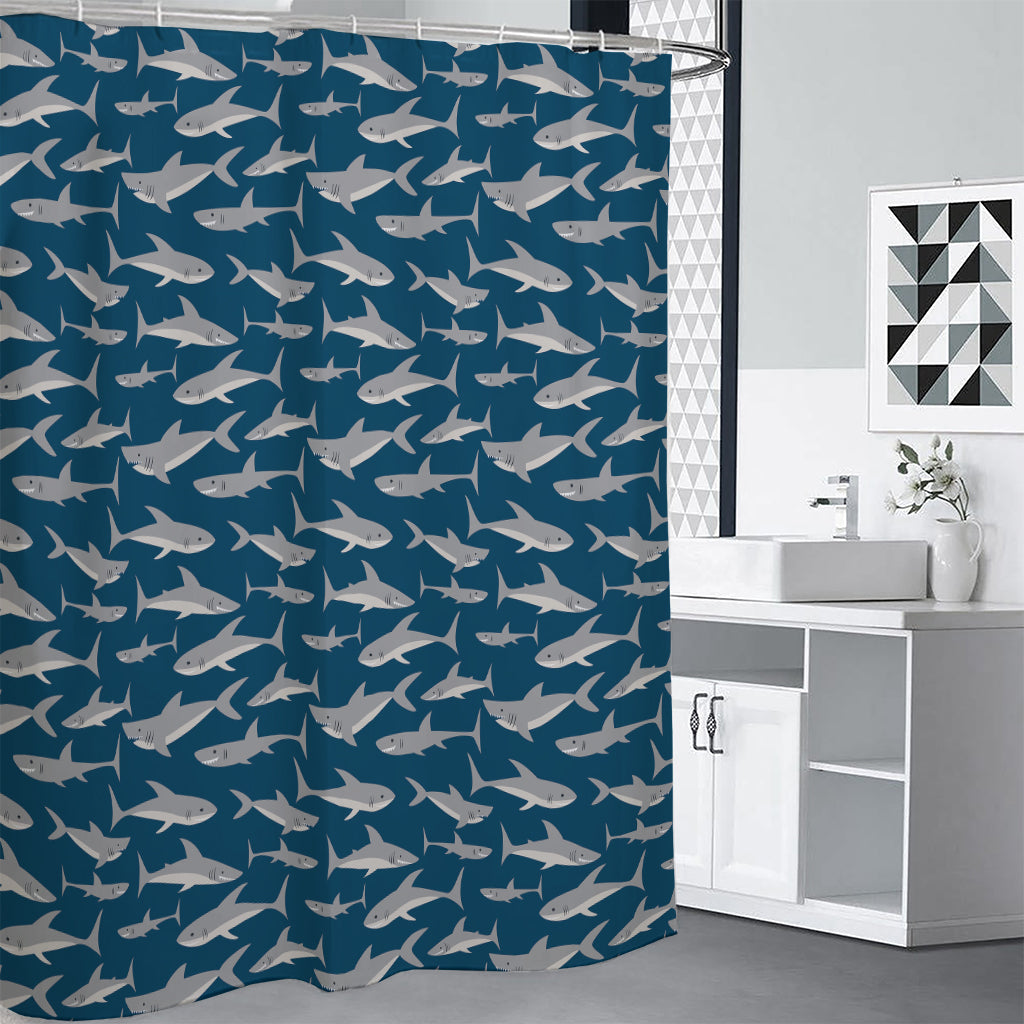 White Shark Pattern Print Premium Shower Curtain