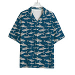 White Shark Pattern Print Rayon Hawaiian Shirt