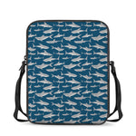 White Shark Pattern Print Rectangular Crossbody Bag