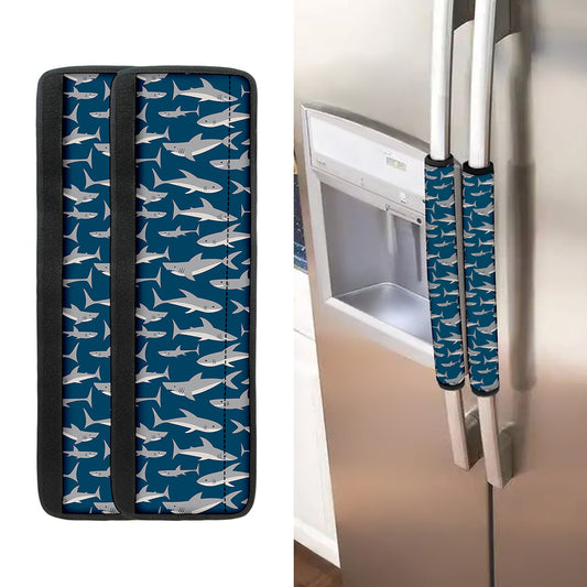 White Shark Pattern Print Refrigerator Handle Covers