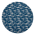 White Shark Pattern Print Round Blanket