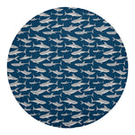 White Shark Pattern Print Round Blanket