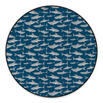 White Shark Pattern Print Round Floor Mat