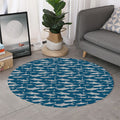 White Shark Pattern Print Round Rug
