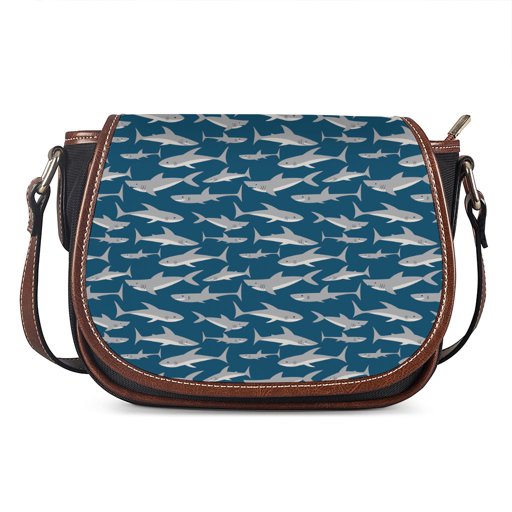 White Shark Pattern Print Saddle Bag