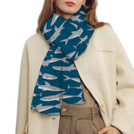 White Shark Pattern Print Scarf