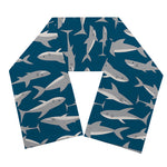 White Shark Pattern Print Scarf