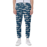 White Shark Pattern Print Scuba Joggers