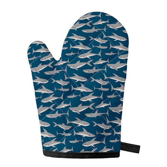 White Shark Pattern Print Single Oven Mitt
