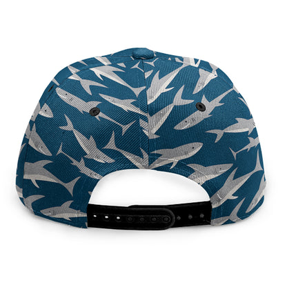 White Shark Pattern Print Snapback Cap