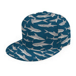 White Shark Pattern Print Snapback Cap