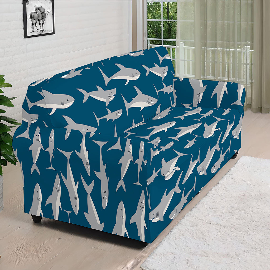 White Shark Pattern Print Sofa Cover