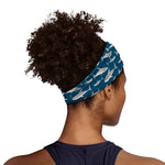 White Shark Pattern Print Sports Headband