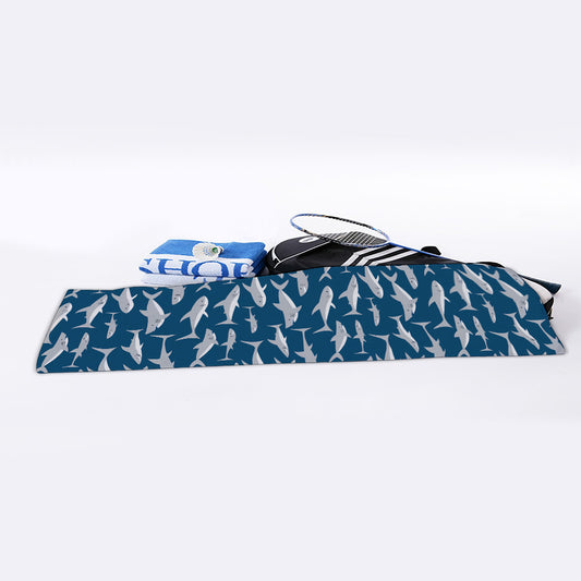 White Shark Pattern Print Sports Towel