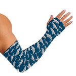 White Shark Pattern Print Sun Protection Arm Sleeves