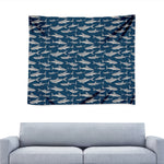White Shark Pattern Print Tapestry
