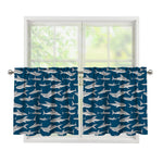White Shark Pattern Print Tier Curtains