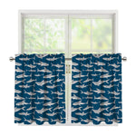 White Shark Pattern Print Tier Curtains