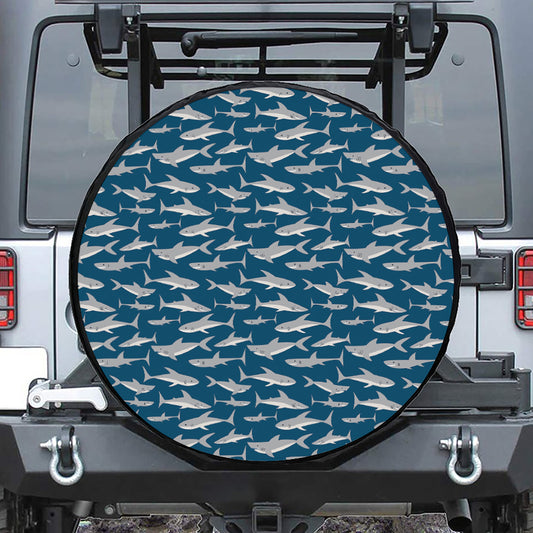 White Shark Pattern Print Tire Cover