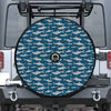 White Shark Pattern Print Tire Cover With Camera Hole