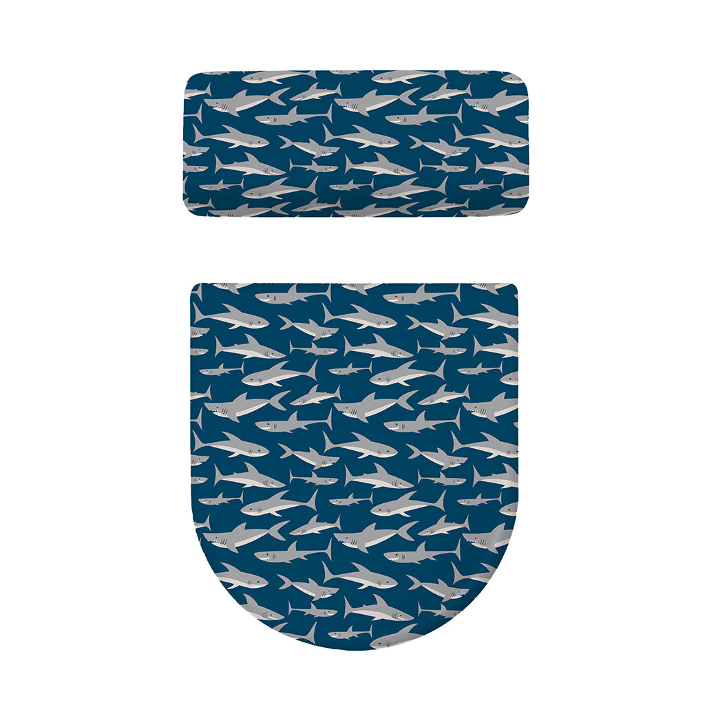 White Shark Pattern Print Toilet Lid And Tank Cover Set