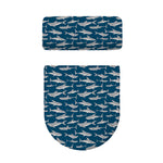 White Shark Pattern Print Toilet Lid And Tank Cover Set