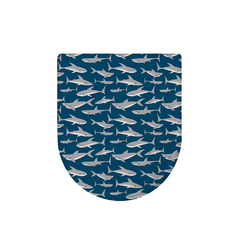 White Shark Pattern Print Toilet Lid Cover