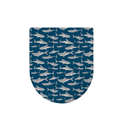 White Shark Pattern Print Toilet Lid Cover