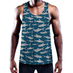 White Shark Pattern Print Training Tank Top