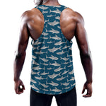 White Shark Pattern Print Training Tank Top