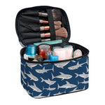 White Shark Pattern Print Travel Makeup Bag