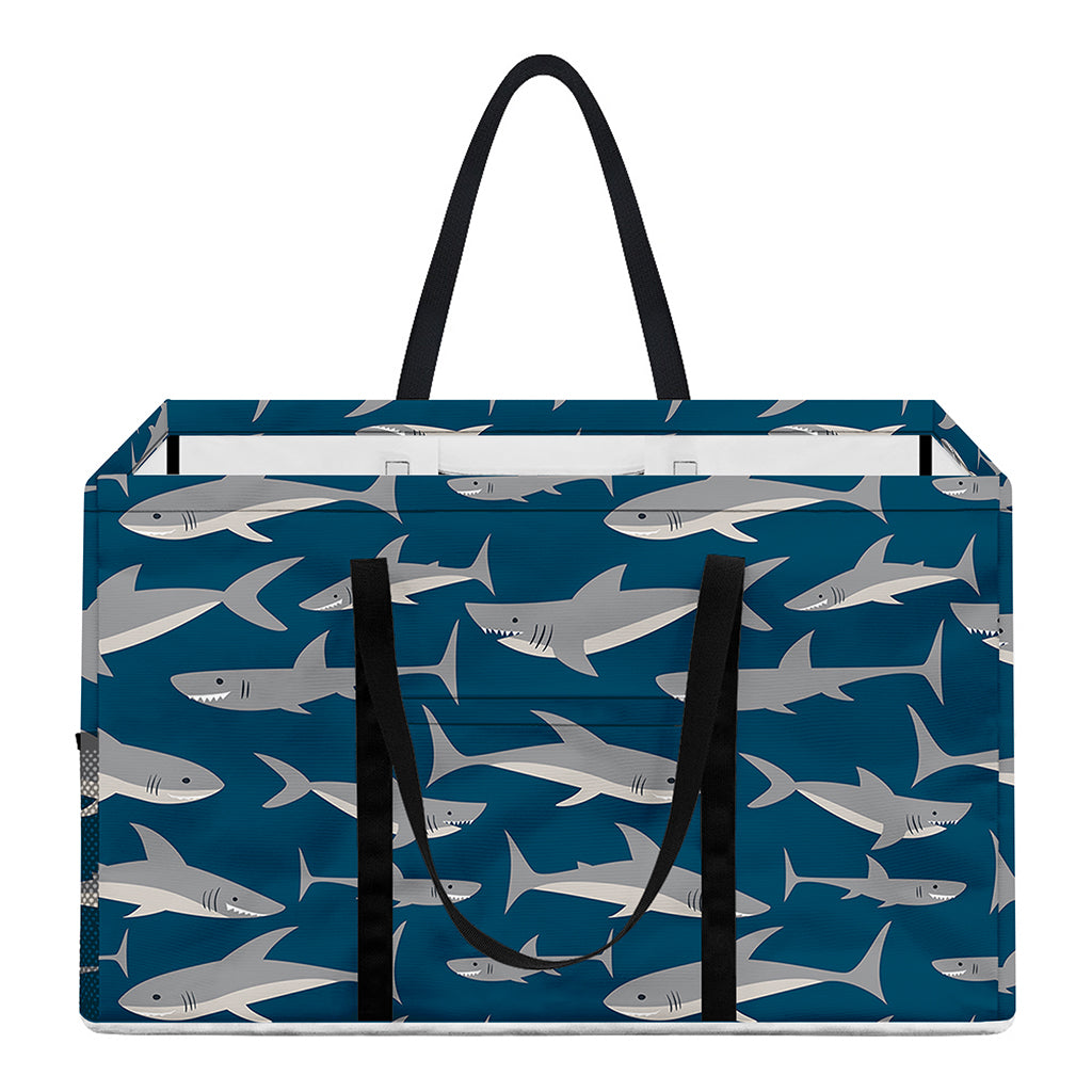 White Shark Pattern Print Utility Tote Bag