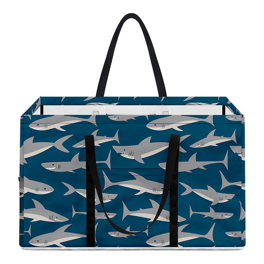 White Shark Pattern Print Utility Tote Bag