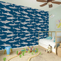 White Shark Pattern Print Wall Sticker