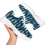White Shark Pattern Print White Chunky Shoes