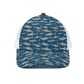 White Shark Pattern Print White Mesh Trucker Hat
