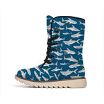 White Shark Pattern Print Winter Boots