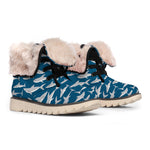 White Shark Pattern Print Winter Boots