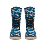 White Shark Pattern Print Winter Boots