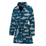 White Shark Pattern Print Women's Bathrobe