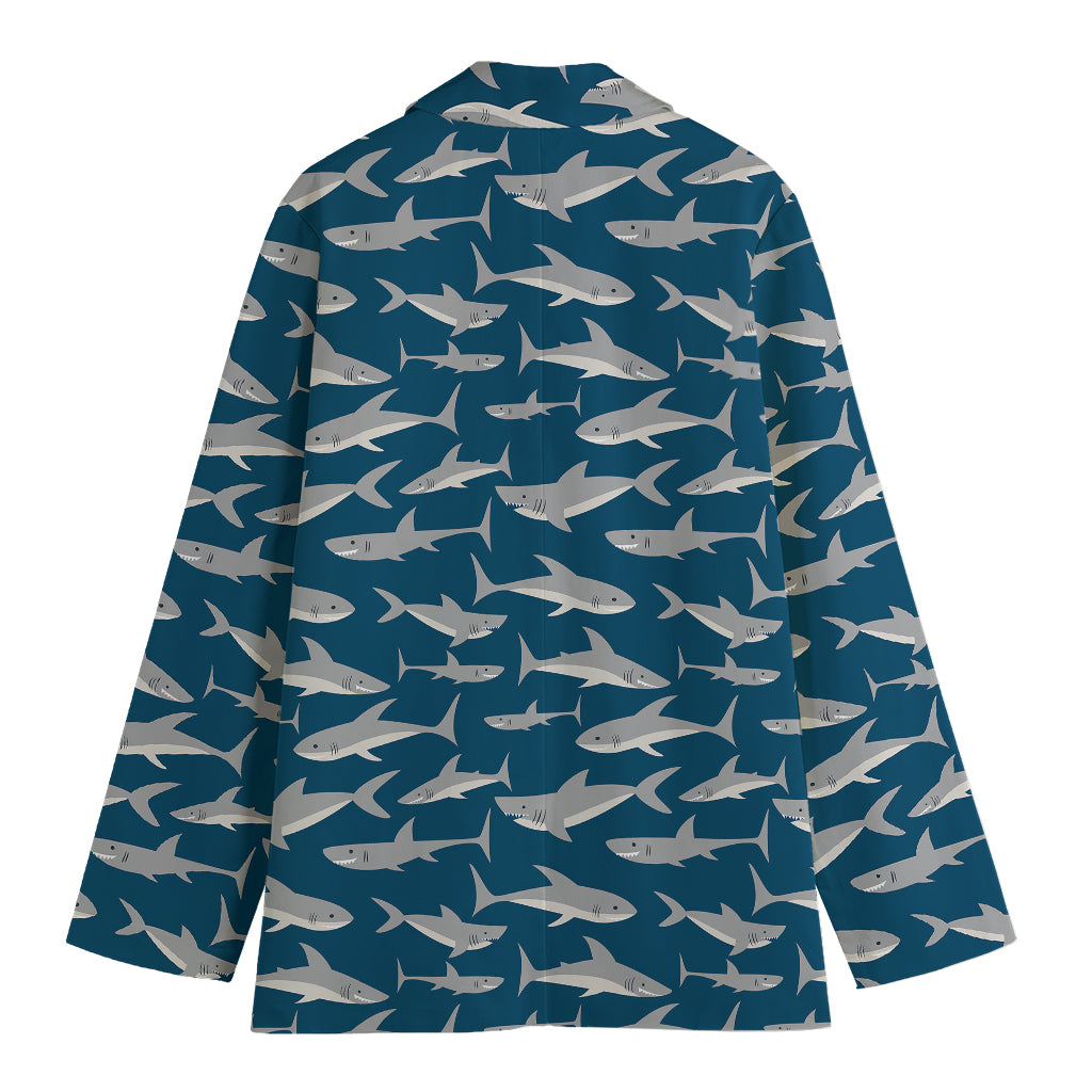 White Shark Pattern Print Women's Blazer