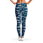 White Shark Pattern Print Women's Leggings