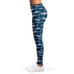 White Shark Pattern Print Women's Leggings