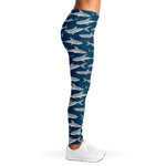 White Shark Pattern Print Women's Leggings