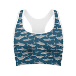 White Shark Pattern Print Women's Sports Bra