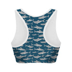 White Shark Pattern Print Women's Sports Bra