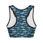 White Shark Pattern Print Women's Sports Bra