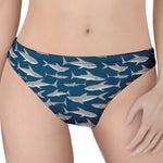 White Shark Pattern Print Women's Thong